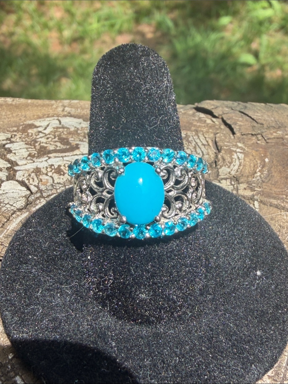 Rhodium over 925 SS Sleeping Beauty Turquoise Ring